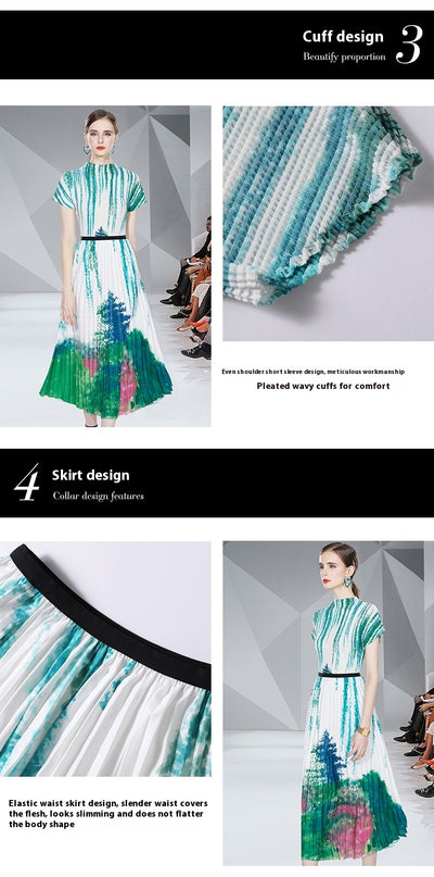 Conjunto Dos Piezas: Blusa Slim Fit Estampada con Falda Plisada - Image 14