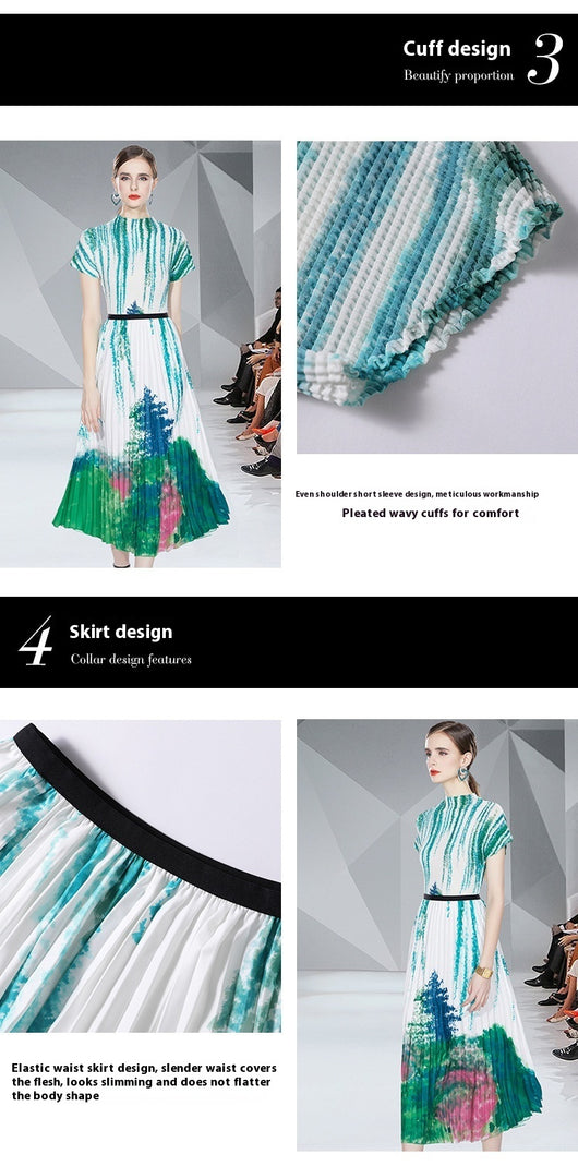 Conjunto Dos Piezas: Blusa Slim Fit Estampada con Falda Plisada - Image 14