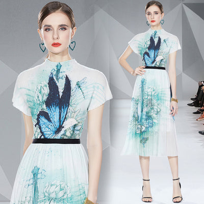 Conjunto Elegante Blusa Slim Fit con Falda Plisada Estampada - Image 7