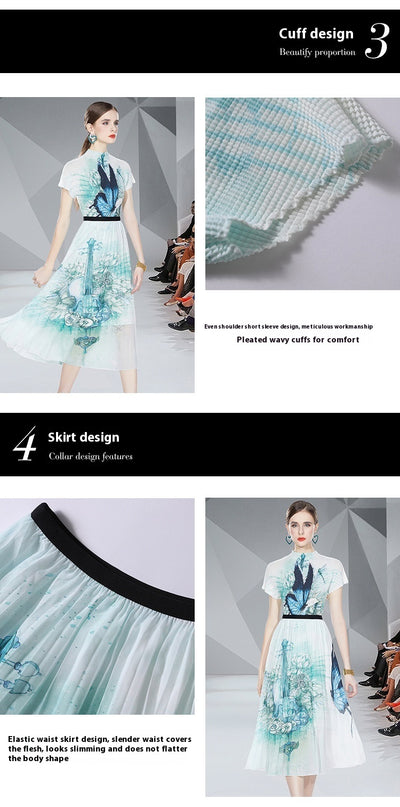 Conjunto Elegante Blusa Slim Fit con Falda Plisada Estampada - Image 14