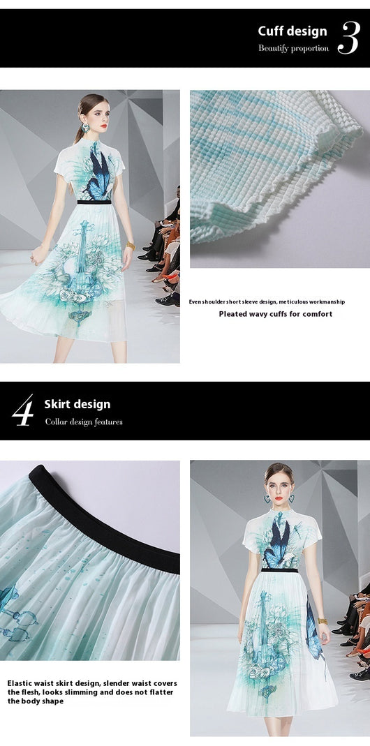 Conjunto Elegante Blusa Slim Fit con Falda Plisada Estampada - Image 14