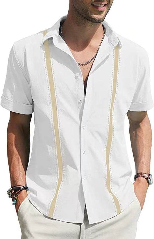 Camisa Manga Corta con Cuello Contrastante para Hombre - Image 16