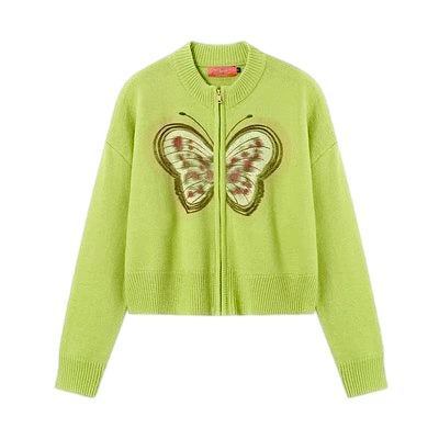 Cardigan Tejido con Estampado de Mariposas para Niña - Suéter Casual Holgado - Image 7