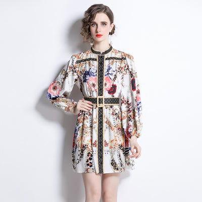 Blusa Elegante Retro Floral con Falda Estampada - Estilo Socialité Primavera - Image 10