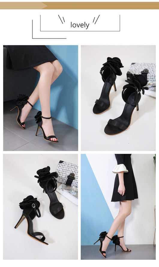 Sandalias de Tacón Fino con Flores para Mujer - Image 7