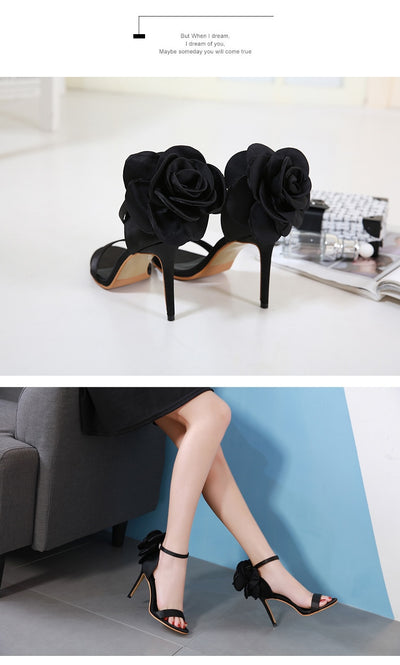Sandalias de Tacón Fino con Flores para Mujer - Image 8