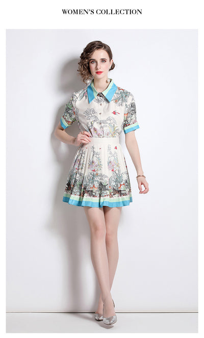 Conjunto de Blusa Estampada y Falda Plisada - Image 10