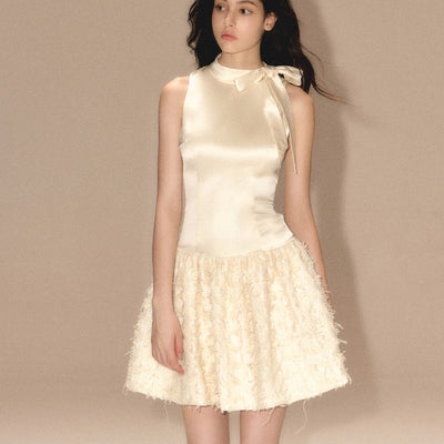Vestido Chaleco de Satén con Lazada y Cordones - Image 10