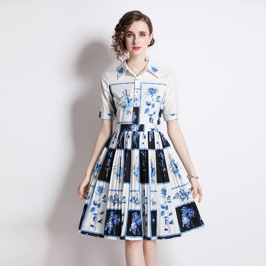 Vestido Camisero Retro con Estampado Francés - Image 11