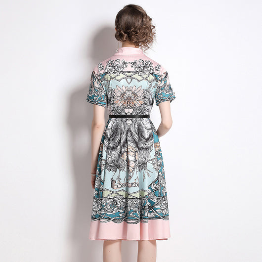 Vestido Floral con Cuello Estructurado y Falda Plisada Voluminosa - Image 11