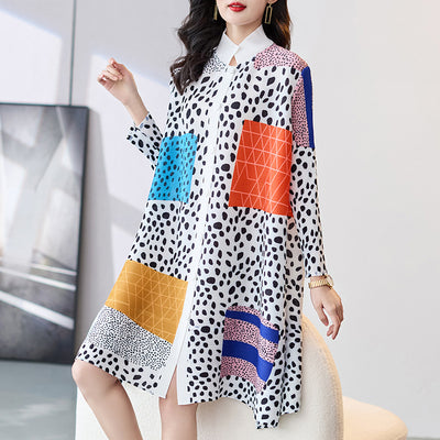 Vestido Talla Grande Plisado con Estampado - Corte A Suelto - Image 14