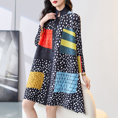 Vestido Talla Grande Plisado con Estampado - Corte A Suelto - Image 16
