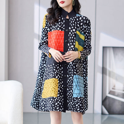 Vestido Talla Grande Plisado con Estampado - Corte A Suelto - Image 19