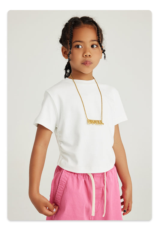 Blusa Escolar Niña Cintura Plisada Manga Corta Color Sólido - Image 32