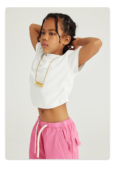 Blusa Escolar Niña Cintura Plisada Manga Corta Color Sólido - Image 36