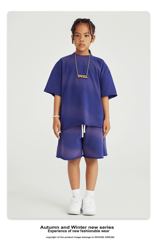 Camiseta de Algodón Puro Estilo Retro Americano con Degradado para Niños y Niñas - Image 13