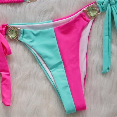 Bikini Bandage Patchwork Diamante Cristal - Traje de Baño Europeo Dividido - Image 12