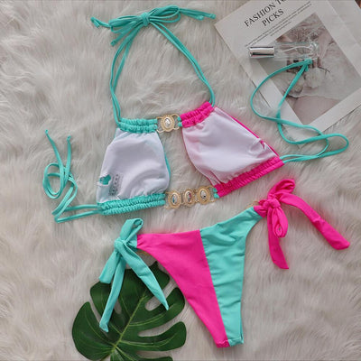 Bikini Bandage Patchwork Diamante Cristal - Traje de Baño Europeo Dividido - Image 17