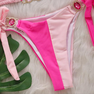 Bikini Bandage Patchwork Diamante Cristal - Traje de Baño Europeo Dividido - Image 21
