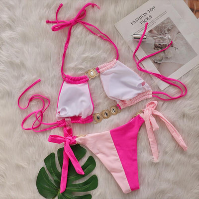 Bikini Bandage Patchwork Diamante Cristal - Traje de Baño Europeo Dividido - Image 22