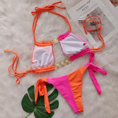Bikini Bandage Patchwork Diamante Cristal - Traje de Baño Europeo Dividido - Image 26