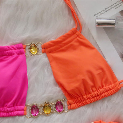 Bikini Bandage Patchwork Diamante Cristal - Traje de Baño Europeo Dividido - Image 35