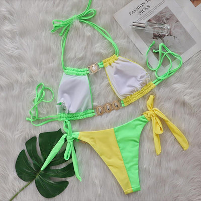 Bikini Bandage Patchwork Diamante Cristal - Traje de Baño Europeo Dividido - Image 36