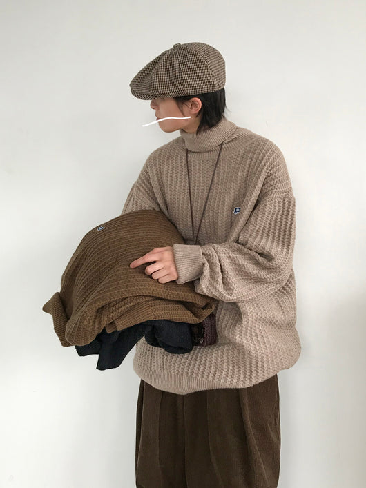 Suéter Cuello Alto Retro Caramelo Estilo Japonés - Image 10
