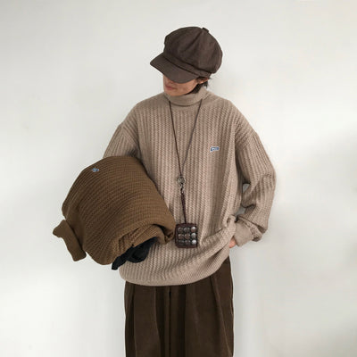 Suéter Cuello Alto Retro Caramelo Estilo Japonés - Image 11