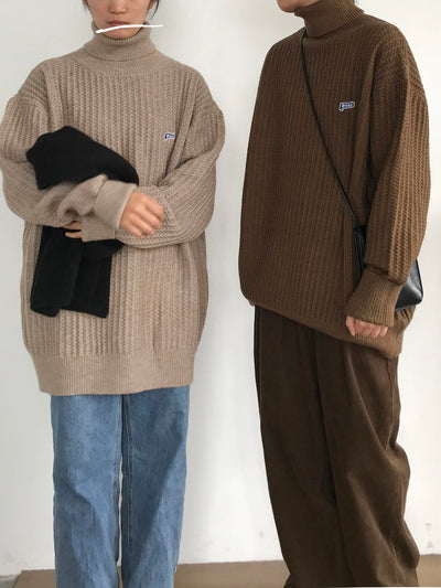 Suéter Cuello Alto Retro Caramelo Estilo Japonés - Image 13