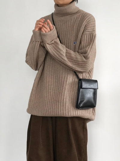 Suéter Cuello Alto Retro Caramelo Estilo Japonés - Image 15