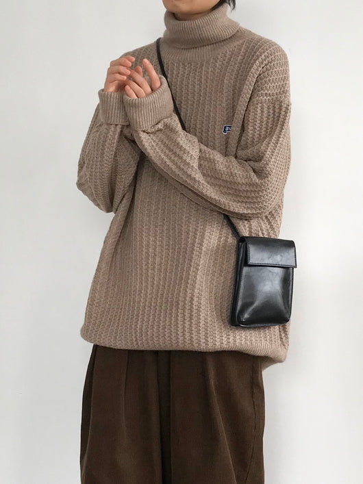 Suéter Cuello Alto Retro Caramelo Estilo Japonés - Image 15