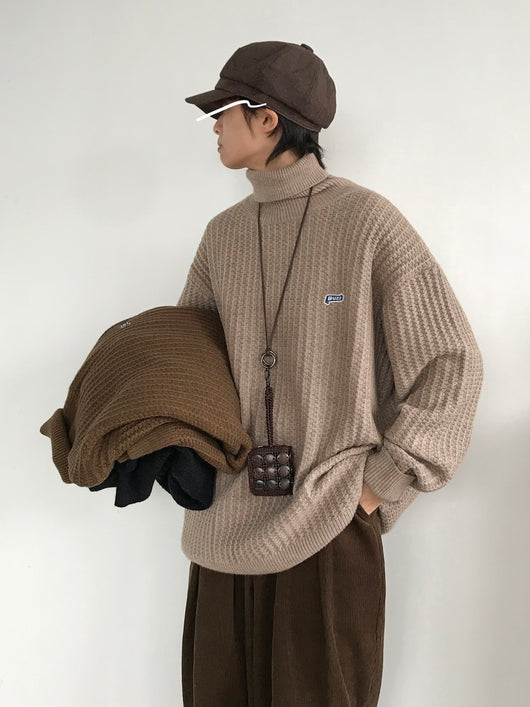Suéter Cuello Alto Retro Caramelo Estilo Japonés - Image 16