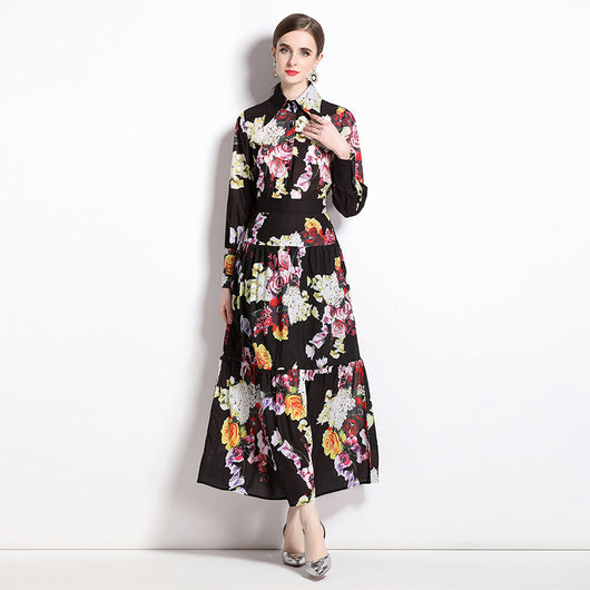 Conjunto Elegante Falda y Blusa Estampado Rosas Vintage - Image 7
