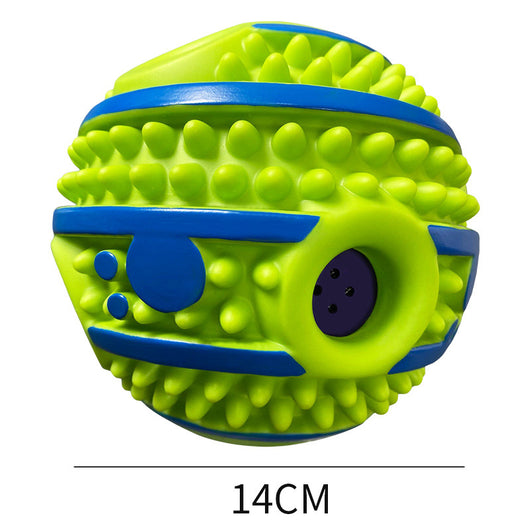 Yellow and green textured dog toy ball with food leakage holes, measuring 10cm in diameter. - Image 48