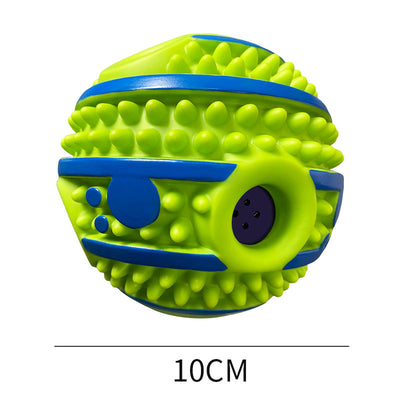 Yellow and green textured dog toy ball with food leakage holes, measuring 10cm in diameter. - Image 60