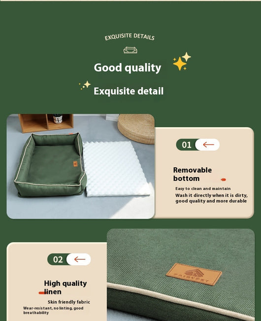 Cama Nido para Perros de Lino Extraíble y Lavable - Uso Todo el Año - Image 26