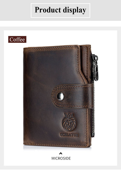 Billetera Vertical Corta de Cuero Genuino con Protección RFID - Estilo Retro Europeo - Image 22