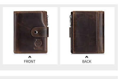 Billetera Vertical Corta de Cuero Genuino con Protección RFID - Estilo Retro Europeo - Image 26