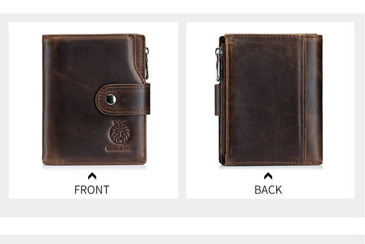 Billetera Vertical Corta de Cuero Genuino con Protección RFID - Estilo Retro Europeo - Image 26