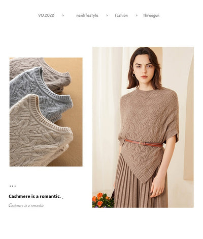 Capa Pullover de Cuello Redondo en Cachemira con Patrón Tridimensional Retorcido - Image 26