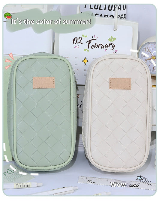 Estuche Escolar Tejido con Diseño Cuadros Diamante - Gran Capacidad - Image 32