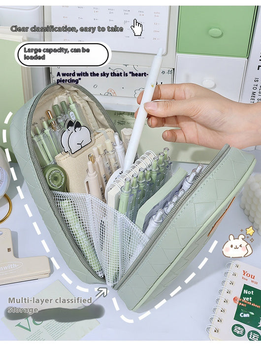 Estuche Escolar Tejido con Diseño Cuadros Diamante - Gran Capacidad - Image 35