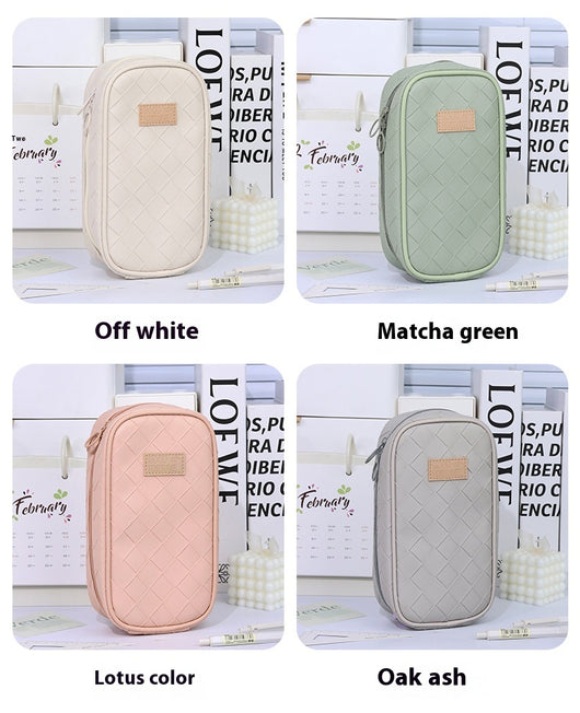 Estuche Escolar Tejido con Diseño Cuadros Diamante - Gran Capacidad - Image 41