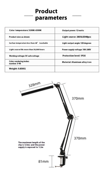 Lámpara LED Flexible para Escritorio con Protección Ocular - Pinza USB - Image 19