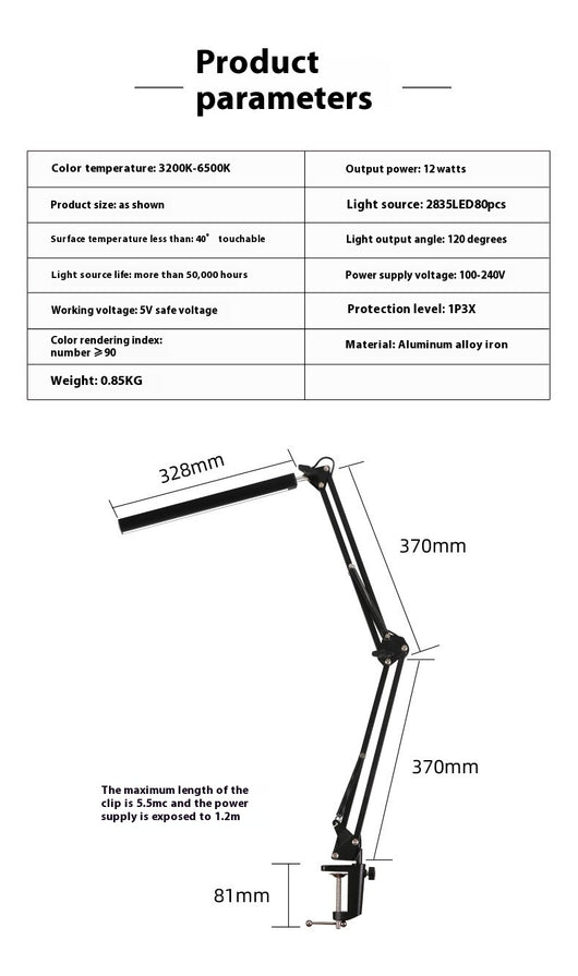 Lámpara LED Flexible para Escritorio con Protección Ocular - Pinza USB - Image 19