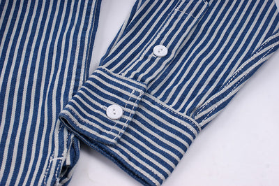 Camisa de Rayas Verticales Estilo Retro Americano para Hombre - Image 19