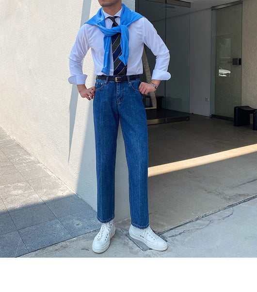 Jeans Slim Fit Estilo Retro Británico para Hombre - Image 30