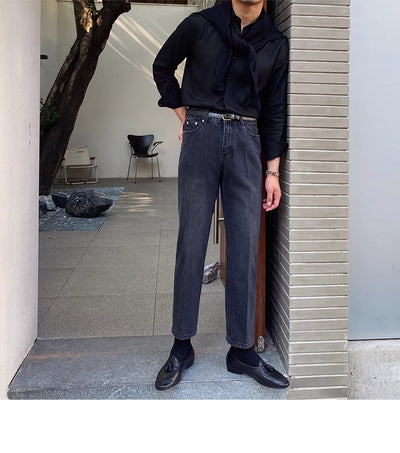 Jeans Slim Fit Estilo Retro Británico para Hombre - Image 50