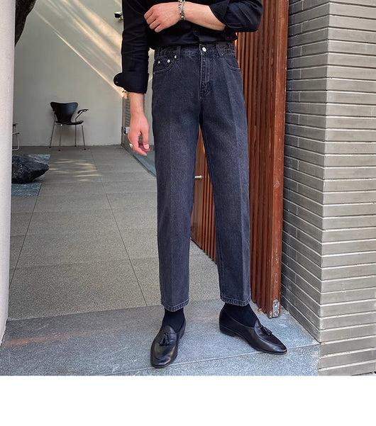 Jeans Slim Fit Estilo Retro Británico para Hombre - Image 64